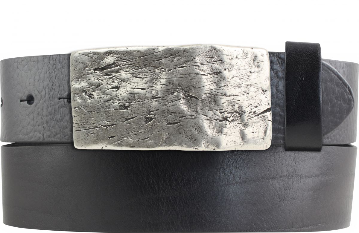 G�rtel aus Vollrindleder mit Used Hammered-Schlie�e 4,0 cm