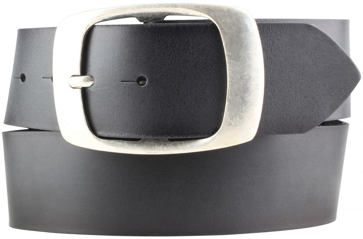 G�rtel aus Vollrindleder mit geschw�rzten Kanten und Doppel-Schnalle 5,0 cm