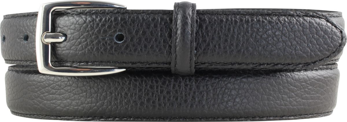 G�rtel aus gemasertem Leder mit Steppnaht 2,5 cm silber