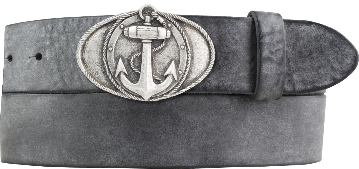 G�rtel aus weichem Vollrindleder mit Anker-Buckle 4,0 cm