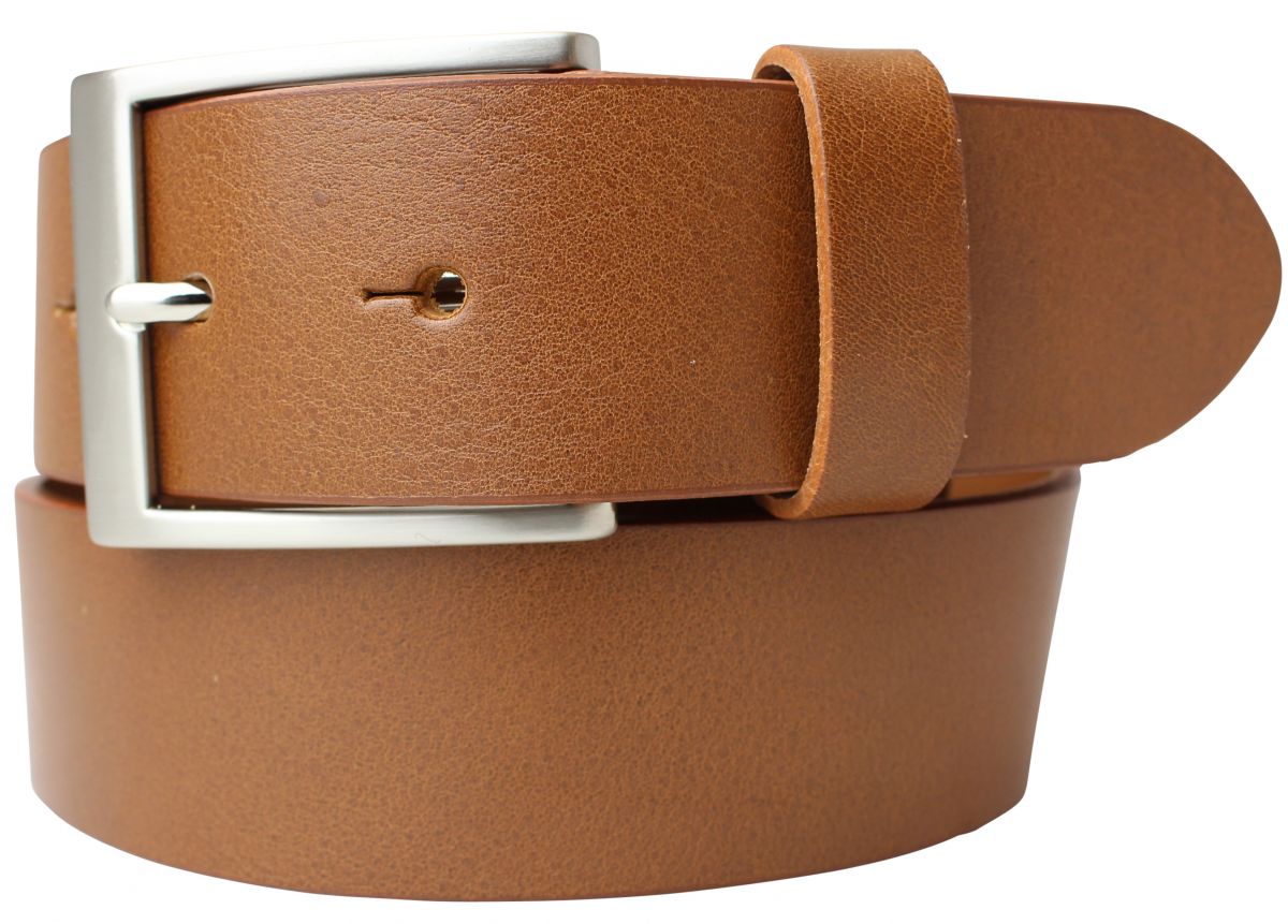 G�rtel mit Edelstahl-G�rtelschnalle aus Vollrindleder 4,0 cm