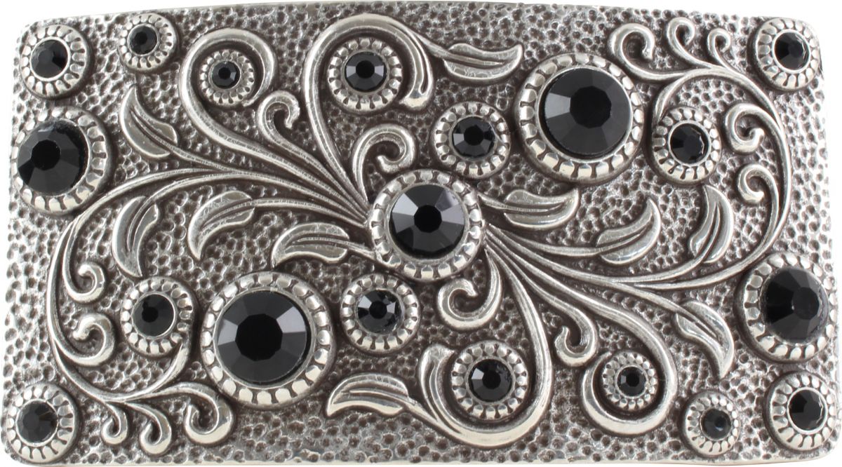 G�rtelschnalle Black Flowers 4,0cm