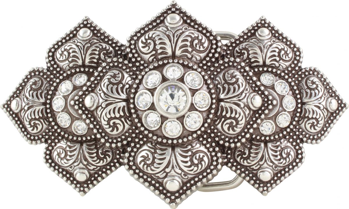 G�rtelschnalle Flowered Bling 4,0 cm