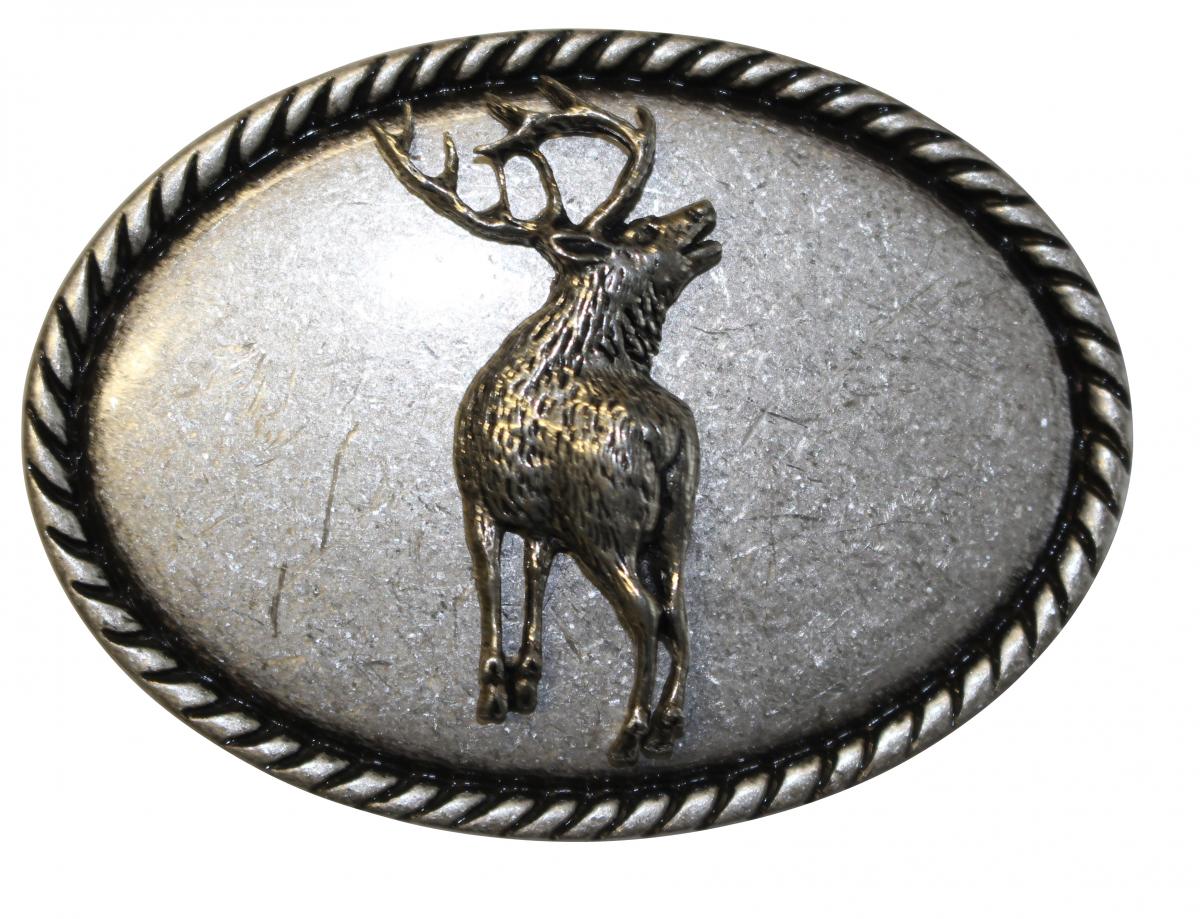 Gürtelschnalle Hirsch Design - Ovale Western-Schnalle Für Herren 3,66x2,80 Zoll