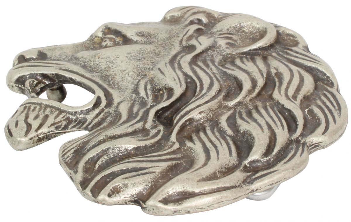 Dark Dreams Gothic Ledergürtel Mit Löwenkopf-Schnalle - Mittelalter Style In Altsilber