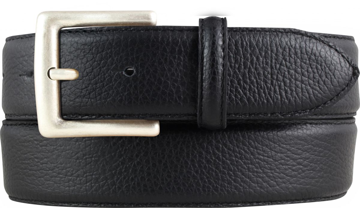 Herren-G�rtel aus gemasertem Leder mit Steppnaht 4,0 cm