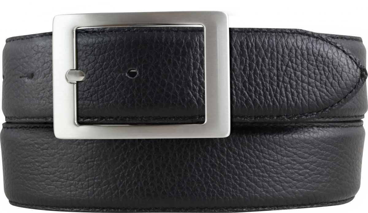 Herren-G�rtel aus gemasertem Leder mit Steppnaht Doppel 4,0 cm