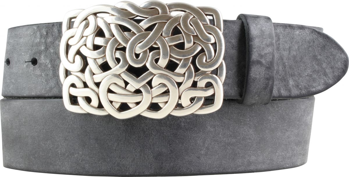 Herren-G�rtel aus weichem Vollrindleder mit Knoten-Buckle 4,0 cm