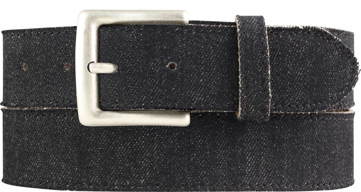 Herren-G�rtel im Jeans-Look mit Steppnaht 4,0 cm altsilber