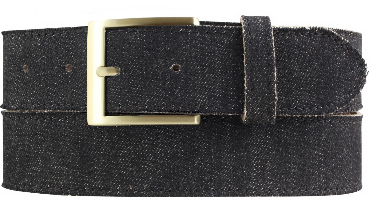 Herren-G�rtel im Jeans-Look mit Steppnaht gold 4,0 cm