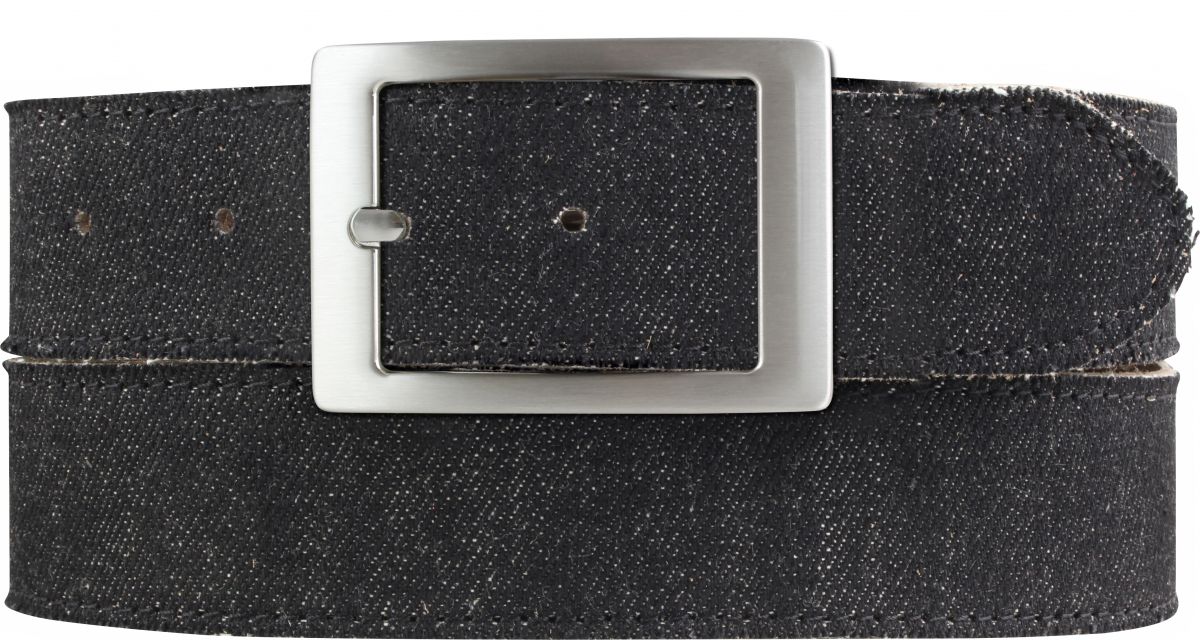 Herren-G�rtel im Jeans-Look mit Steppnaht und Doppelschlie�e 4,0 cm