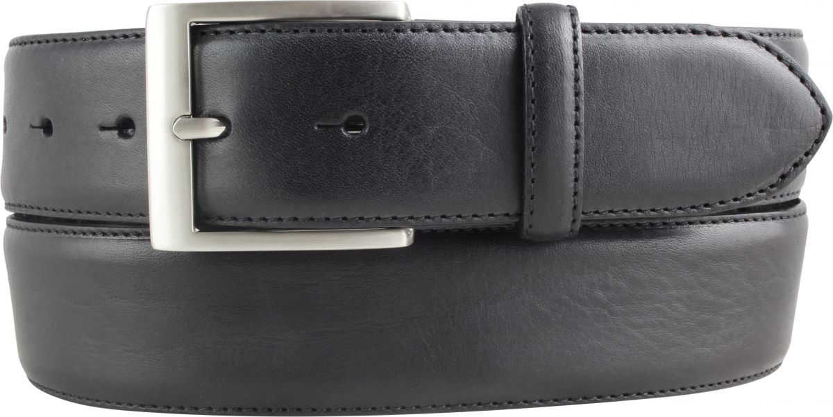 Jeansg�rtel aus Vollrindleder mit Edelstahl-G�rtelschnalle bombiert 4,0 cm