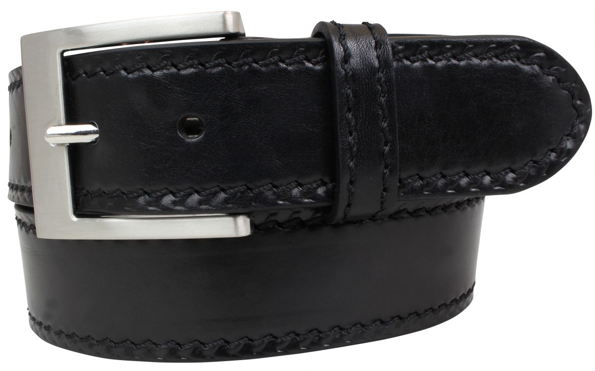 Jeansg�rtel mit Edelstahl-G�rtelschnalle aus Vollrindleder mit Naht 4,0 cm