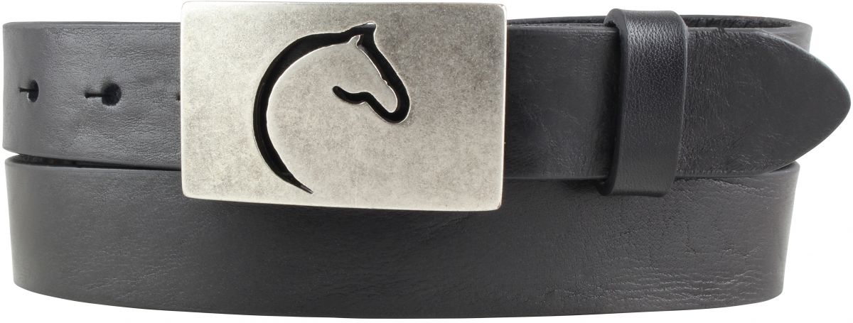 Kinderg�rtel f�r Reiter mit Pferdekopf-G�rtelschnalle aus Vollrindleder 3,0 cm