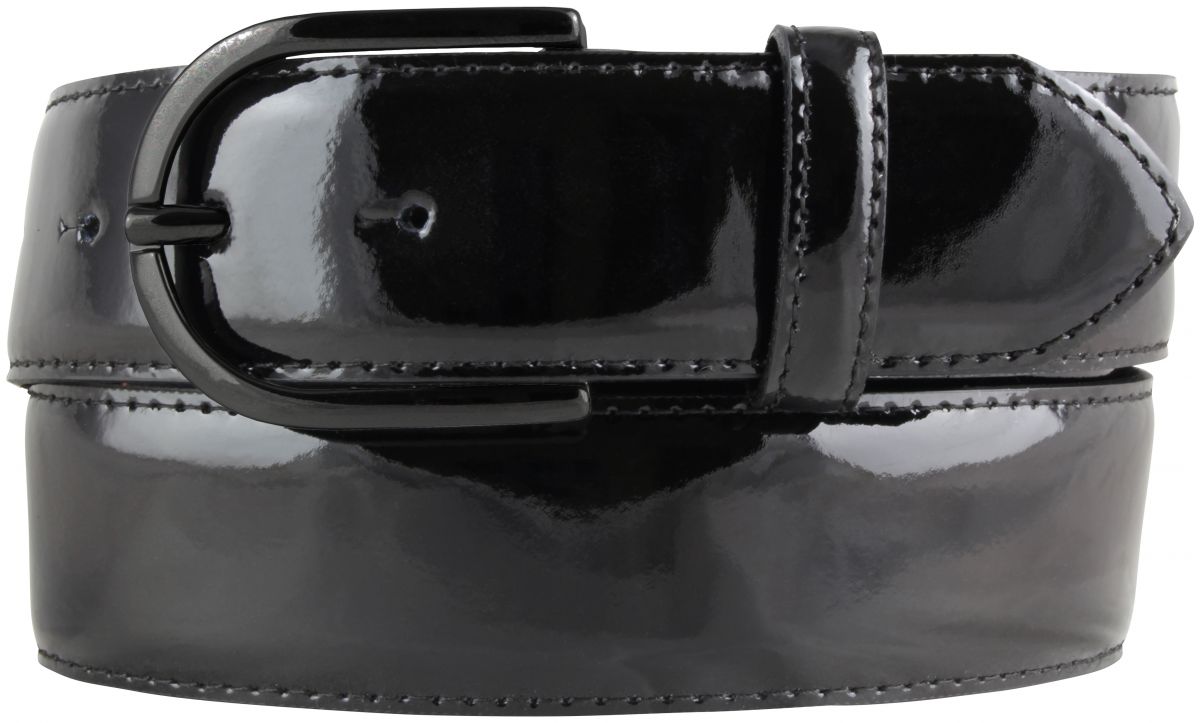 Lackg�rtel aus Leder mit geschw�rzter G�rtelschnalle 4,0 cm