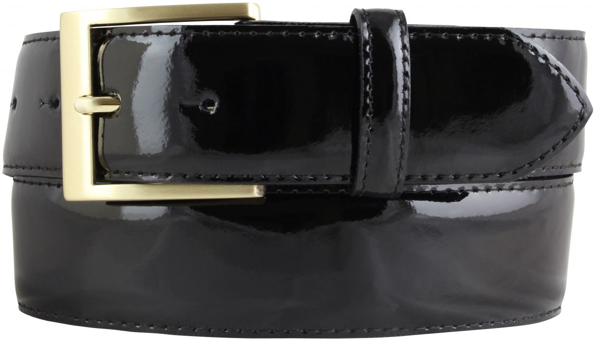 Lackg�rtel aus Leder mit goldener G�rtelschnalle 4,0 cm