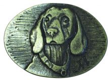 Gürtelschnalle Bayerischer Schweisshund 4,0 cm Altmessing