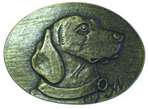 Gürtelschnalle Hannoverscher Schweisshund 4,0 cm Altmessing