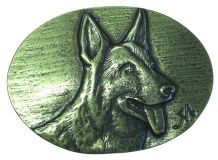 Gürtelschnalle Schäferhund 4,0 cm Altmessing