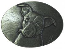 Gürtelschnalle Jack Russel 4,0 cm Altsilber