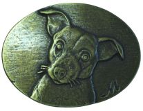 Gürtelschnalle Jack Russel 4,0 cm Altmessing