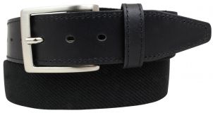 Hochwertiger Stretchgürtel mit echtem Leder 3,5cm Schwarz