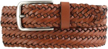 Flecht-Gürtel aus Vollrindleder 3,5cm Cognac