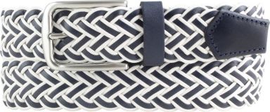 Flecht-Gürtel aus Vollrindleder und Stoffband 3,5cm Marine