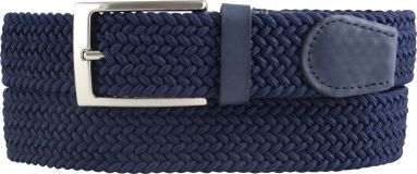 Hochwertiger Stretchgürtel einfarbig mit echtem Leder 3,5cm Marine