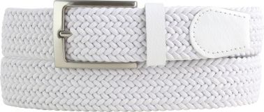 Hochwertiger Stretchgürtel einfarbig mit echtem Leder 3,5cm Weiß
