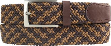 Hochwertiger Stretchgürtel mehrfarbig mit echtem Leder 3,5cm Braun