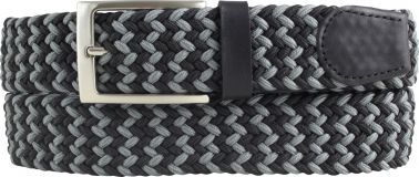 Hochwertiger Stretchgürtel mehrfarbig mit echtem Leder 3,5cm Dunkelgrau