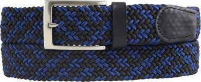 Hochwertiger Stretchgürtel mehrfarbig mit echtem Leder 3,5cm Schwarz