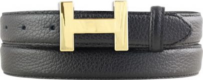 Damen-Gürtel Horus aus gemasertem Leder mit Steppnaht 2,5 cm Gold Schwarz