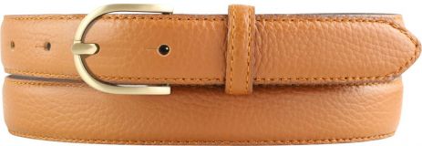 Damen-Gürtel aus gemasertem Leder mit Steppnaht 2,5 cm gold Tabac