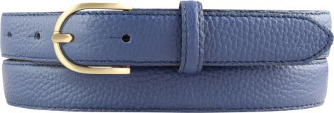 Damen-Gürtel aus gemasertem Leder mit Steppnaht 2,5 cm gold Blau