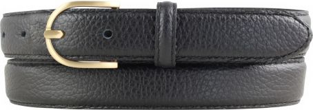Damen-Gürtel aus gemasertem Leder mit Steppnaht 2,5 cm gold Schwarz