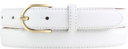 Damen-Gürtel aus gemasertem Leder mit Steppnaht 2,5 cm gold Weiß