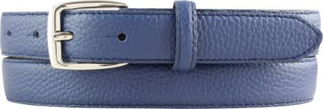 Gürtel aus gemasertem Leder mit Steppnaht 2,5 cm silber Blau