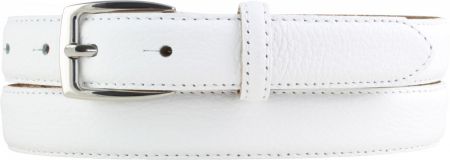 Gürtel aus gemasertem Leder mit Steppnaht 2,5 cm silber Weiß