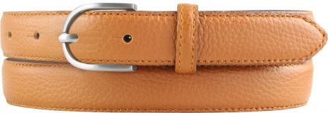 Damen-Gürtel aus gemasertem Leder mit Steppnaht 2,5 cm silber Tabac