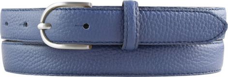 Damen-Gürtel aus gemasertem Leder mit Steppnaht 2,5 cm silber Blau