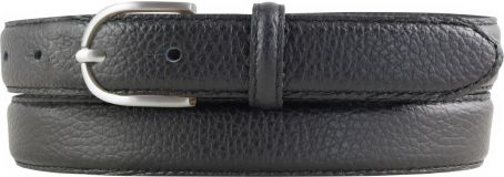 Damen-Gürtel aus gemasertem Leder mit Steppnaht 2,5 cm silber Schwarz