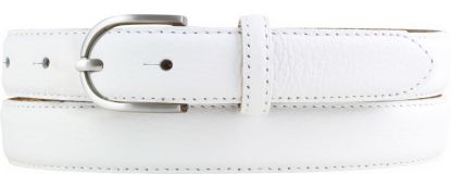 Damen-Gürtel aus gemasertem Leder mit Steppnaht 2,5 cm silber Weiß