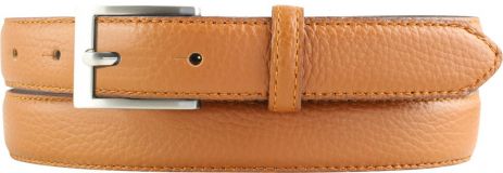 Herren-Gürtel aus gemasertem Leder mit Steppnaht 2,5 cm Tabac
