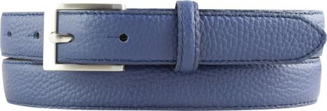 Herren-Gürtel aus gemasertem Leder mit Steppnaht 2,5 cm Blau