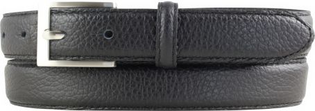 Herren-Gürtel aus gemasertem Leder mit Steppnaht 2,5 cm Schwarz