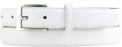 Herren-Gürtel aus gemasertem Leder mit Steppnaht 2,5 cm Weiß