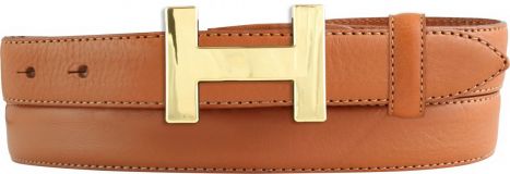 Damen-Gürtel Horus aus Vollrindleder bombiert 2,5 cm Gold Tabac