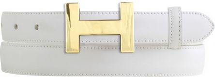 Damen-Gürtel Horus aus Vollrindleder bombiert 2,5 cm Gold Weiß